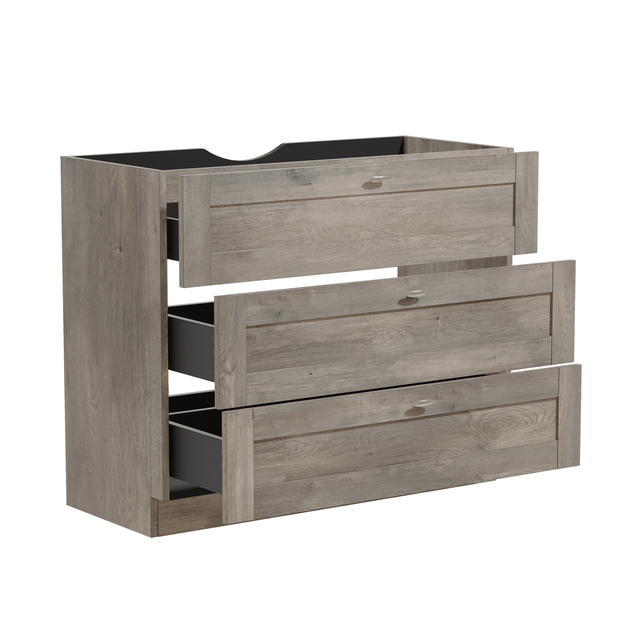 Linie Classo freistehendes Möbelstück Set: 100 x 46 cm, Graue Eiche, mit Vano Einzelwaschtisch, Marmorkomposit Weiß matt