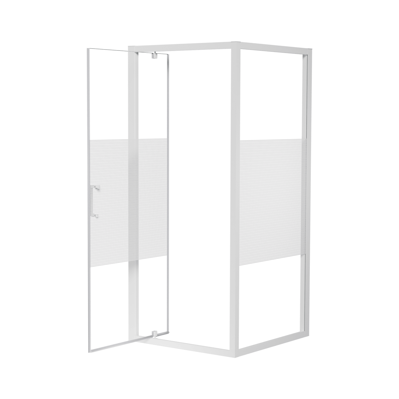 Luca Varess Talan douche draaideur 90 x 200 cm gestreept glas glanzend wit profiel