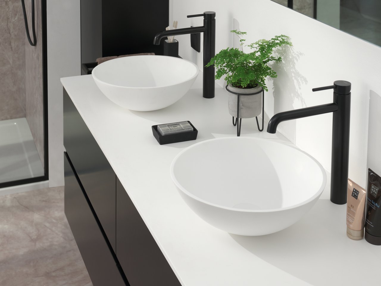 Storke Ronda Aufsatzwaschbecken: Solid Surface, matt, rund, Ø 36 cm