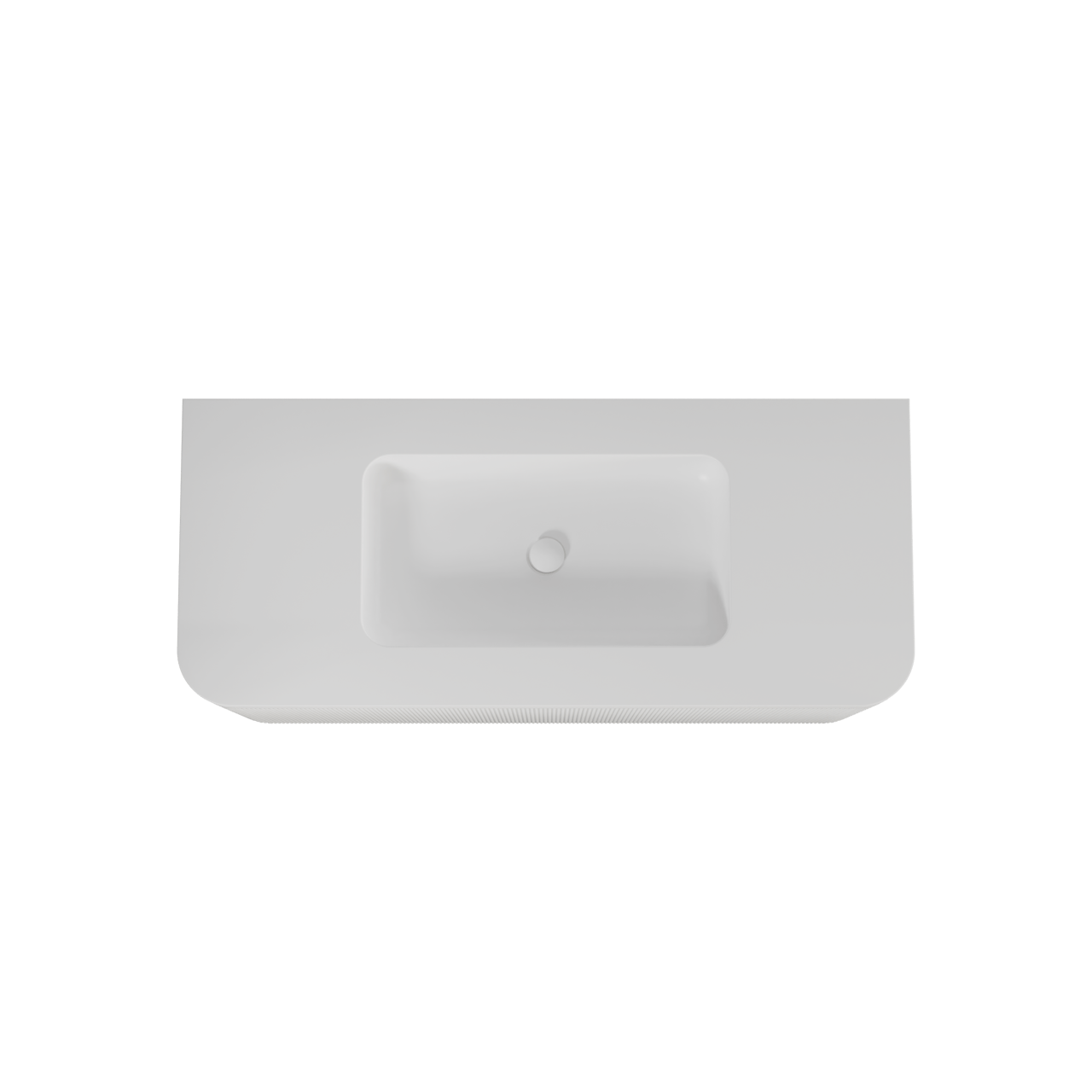 Balmani Moon meuble salle de bains suspendu 130 x 55 cm blanc mat avec Moon plan simple en solid surface blanc mat, Nervure droite symétrique verticale