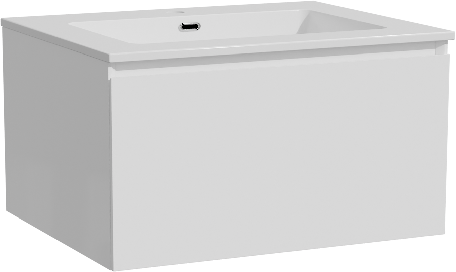 Storke Edge meuble salle de bains suspendu 65 x 52 cm blanc brillant avec Diva plan simple en marbre composite blanc brillant