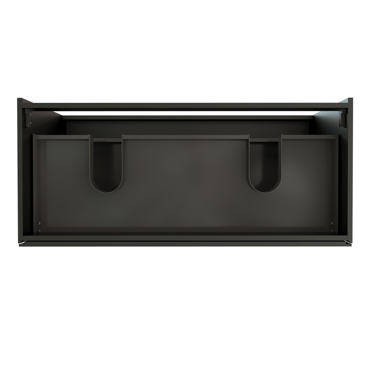 Storke Edge meuble sous-lavabo a poser 120 x 52 cm Noir Mat 3 tiroirs 2 découpés de siphon