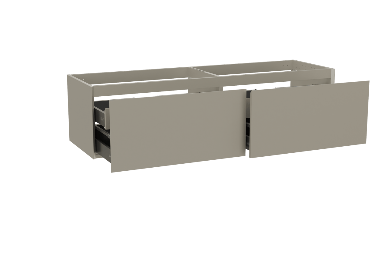 Balmani Idra zwevend badmeubel 180 x 55 cm steengrijs met Tablo Arcato dubbele wastafel in solid surface steengrijs