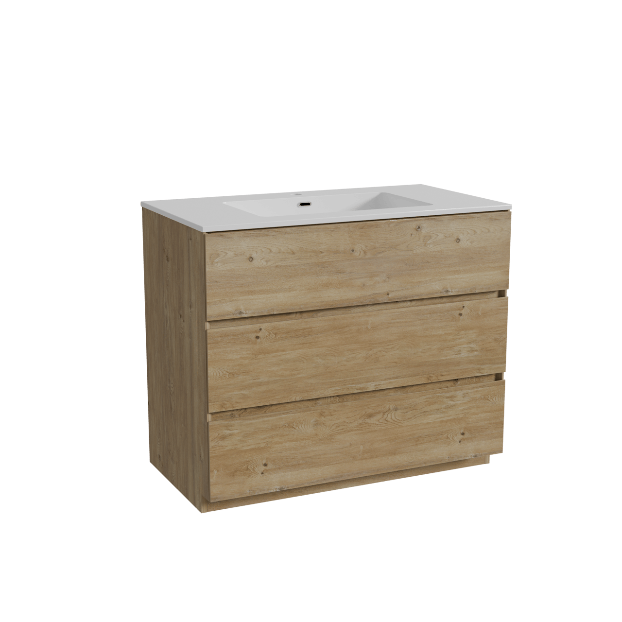 Storke Edge meuble salle de bains à poser 95 x 52 cm chêne brut avec Diva plan simple en marbre composite blanc brillant