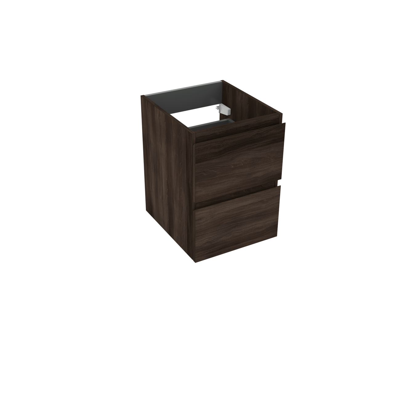 Linie Lado zwevende wastafelonderkast 40 x 46 cm donkere notelaar 2 lades