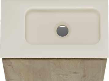 Storke Square meuble wc suspendu 40 x 22 cm chêne brut avec Fina plan vasque en Top Solid sand mat