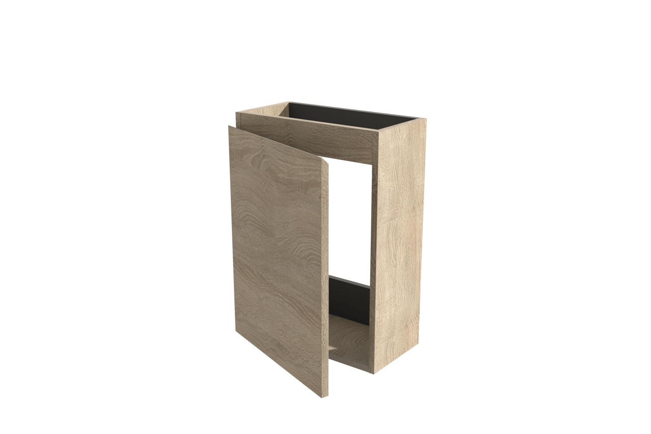 Linie Lado meuble wc suspendu 40 x 22 cm chêne blanc avec Vano lavabo en marbre composite brillant