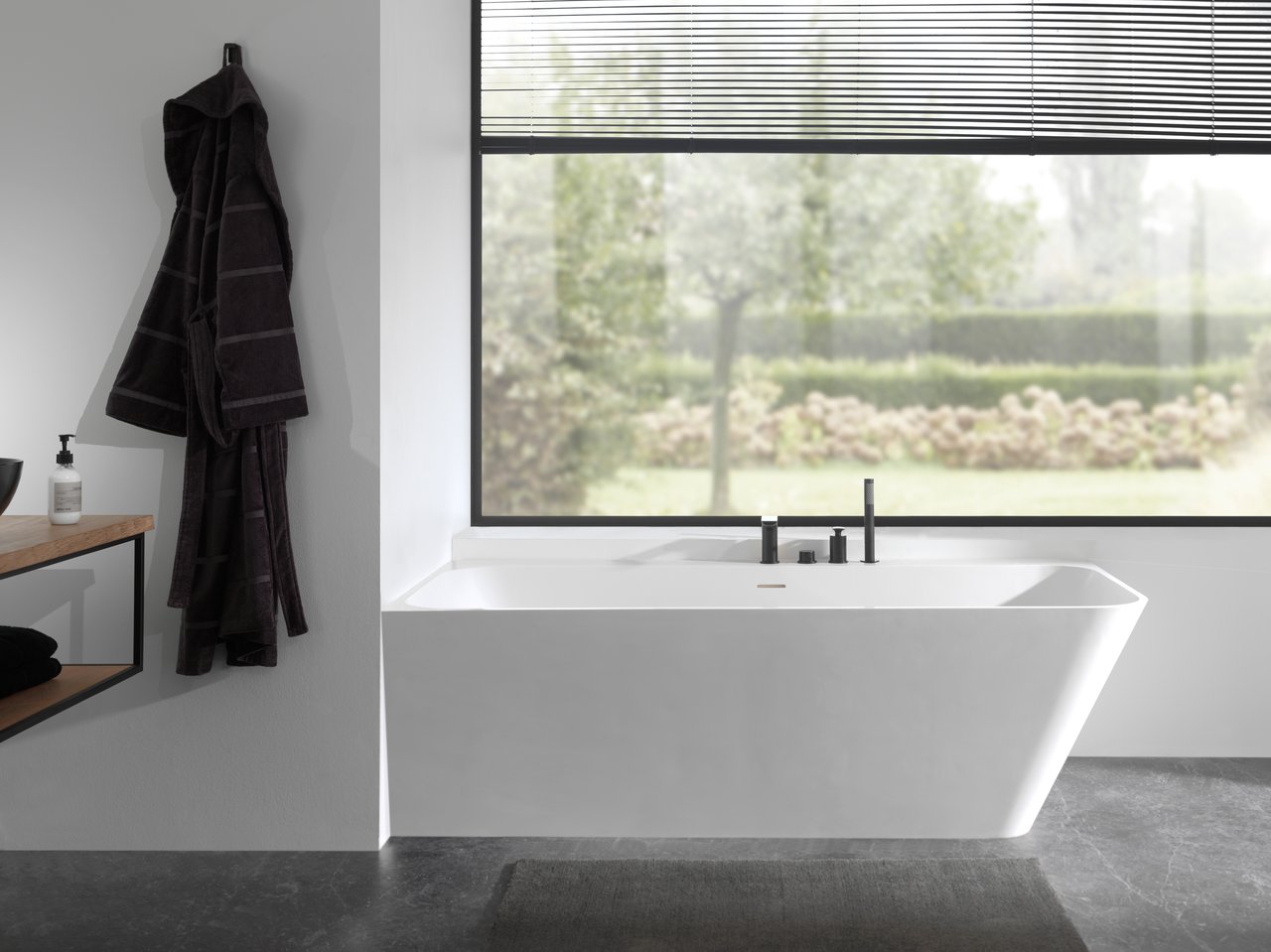 Balmani Zigga tweepersoons hoekbad links 180 x 85 cm Solid Surface mat wit