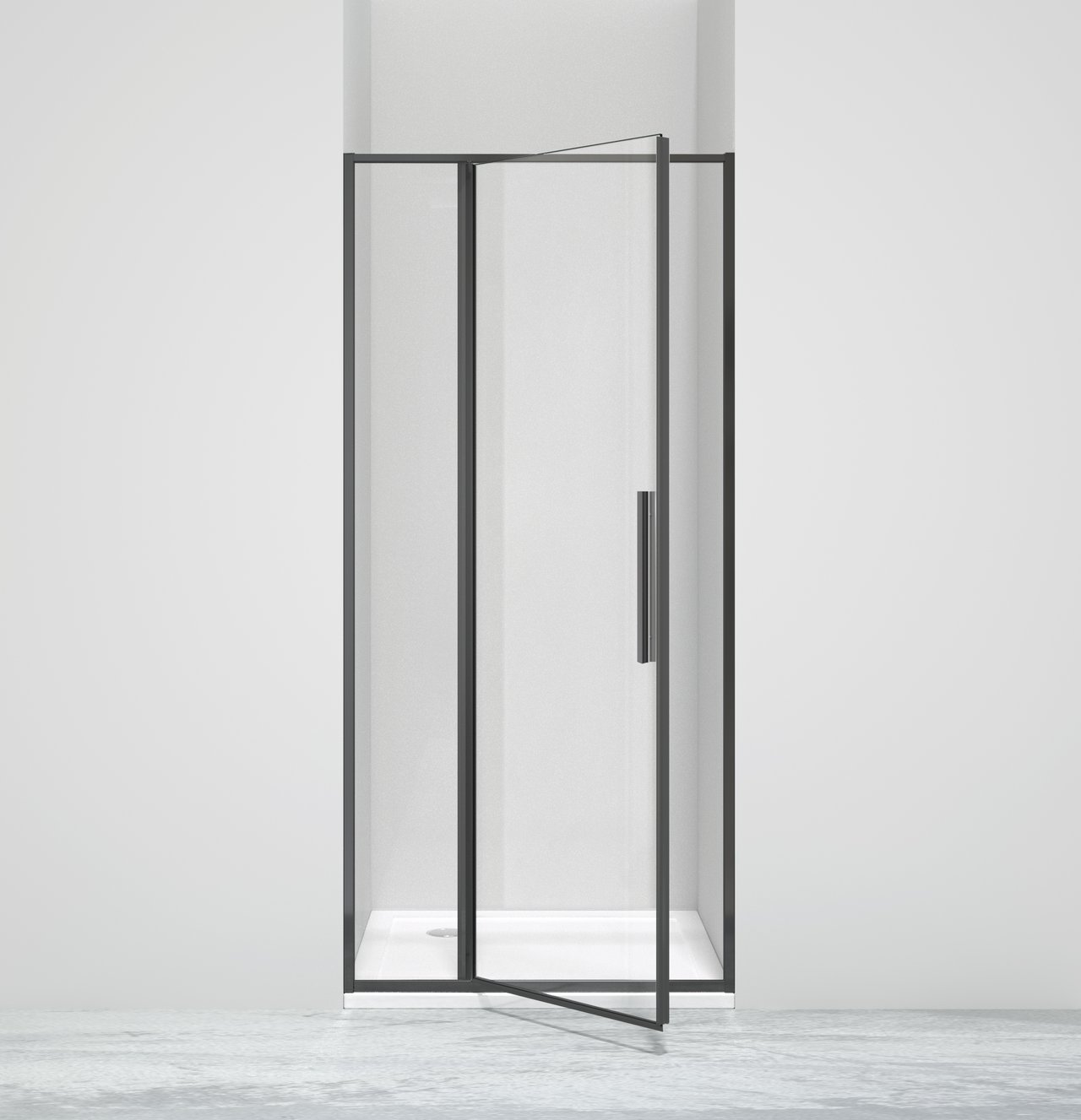 Luca Varess Morano Duschtür: Drehtür, 90 x 190 cm, Klarglas, Schwarzes Profil, matt