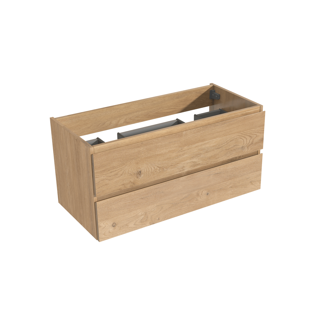 Storke Delta meuble sous-lavabo suspendu 100 x 48 cm chêne naturel 2 tiroirs 2 découpés de siphon