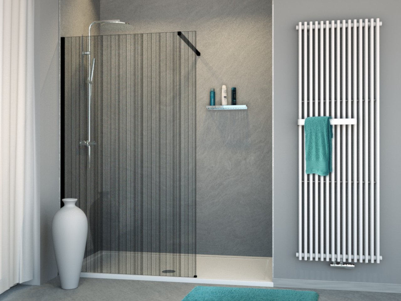 Balmani BMSS nisdouche 120 x 200 cm barcode zwart glas mat zwart profiel