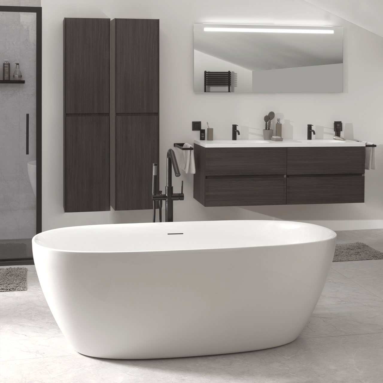 Luca Varess Marcia baignoire îlot ovale 170 x 80 cm acrylique Blanc Brillant