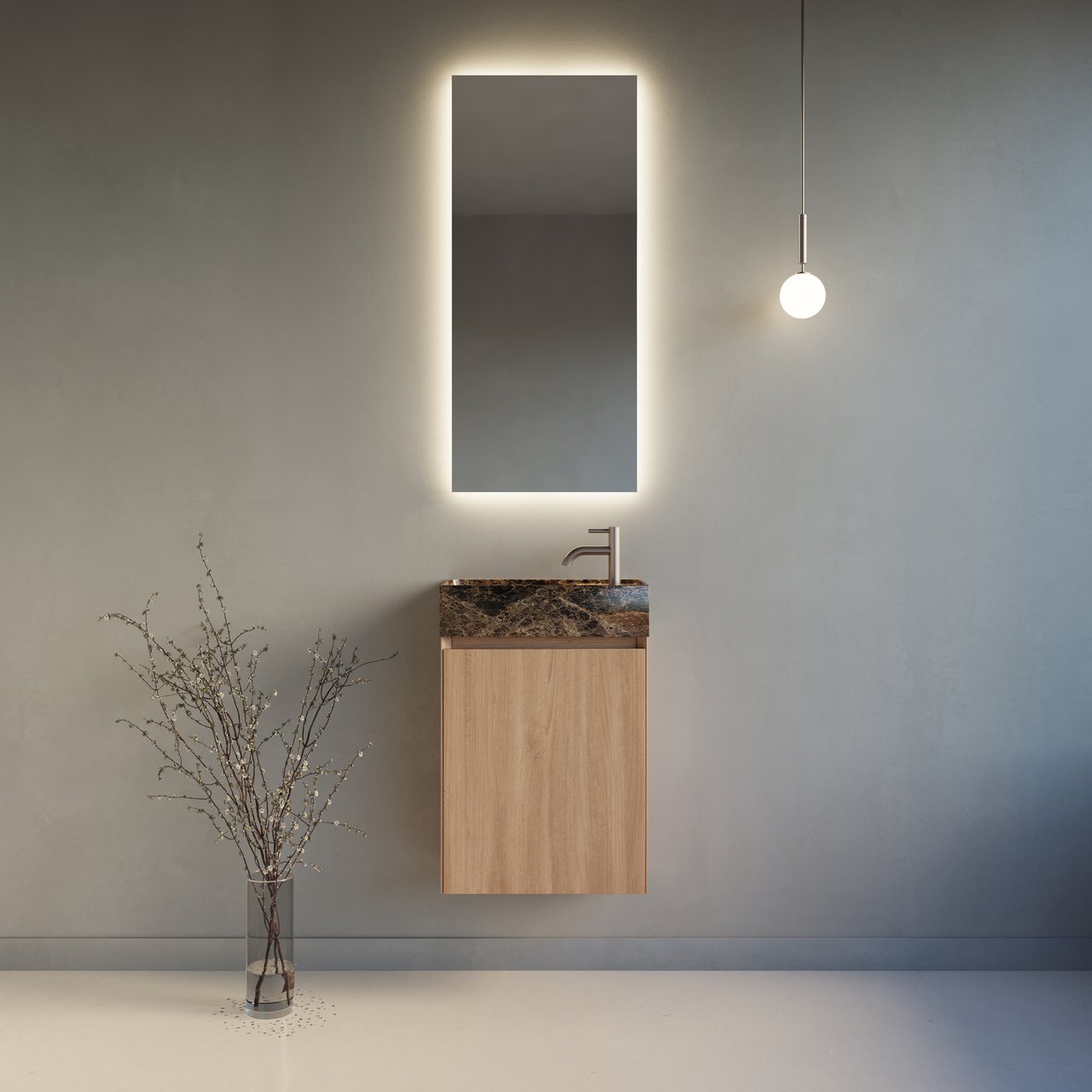 Balmani Mitra meuble lave-mains suspendu 42 x 21 cm chêne naturel