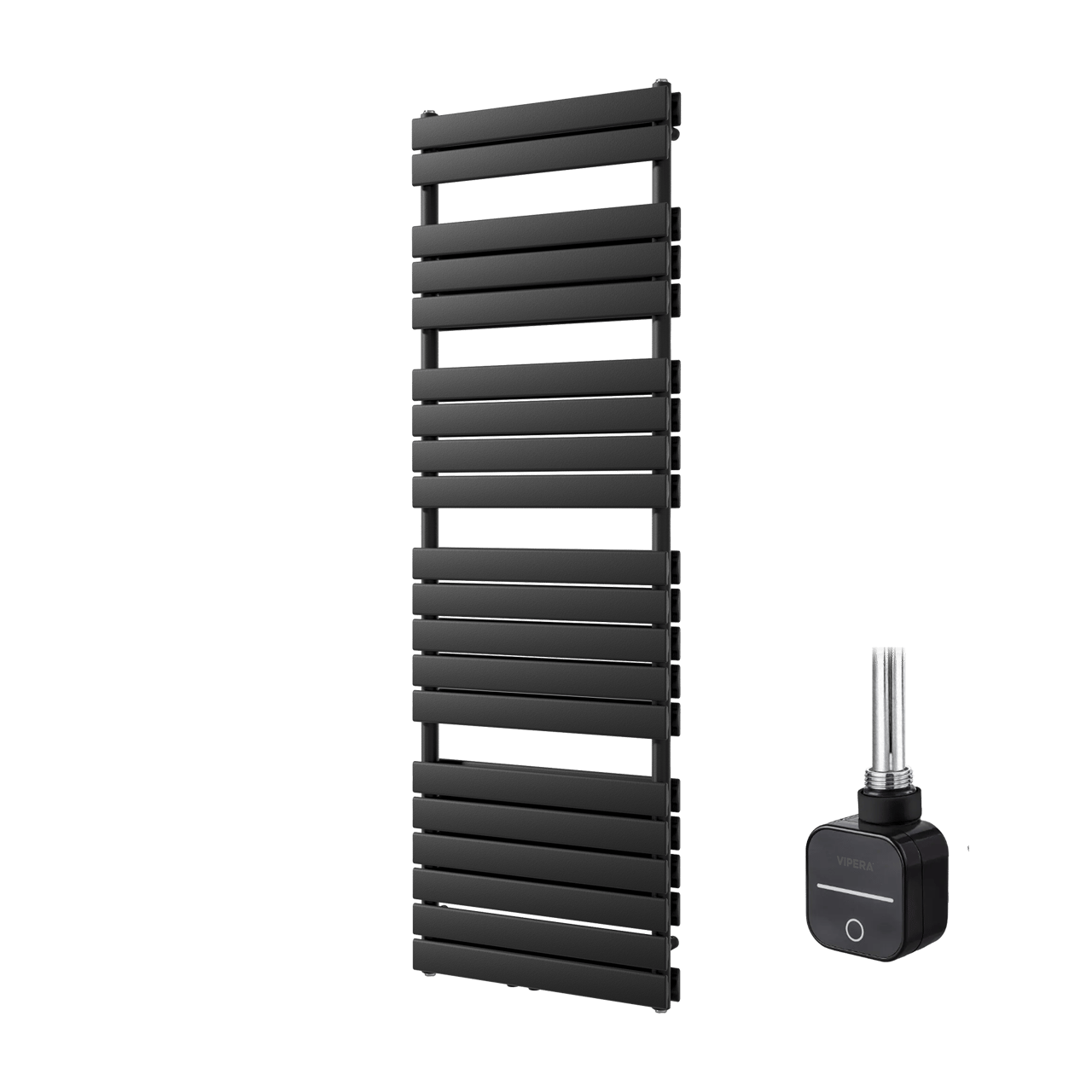 Vipera Vulcan Doppel Handtuchheizkörper 60 x 183,5 cm Elektrische Heizung Schwarz matt Seiten- und Mittelanschluss 1486W, inkl. Widerstand