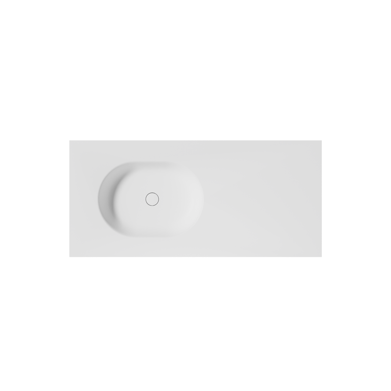 Balmani Tablo Oval vasque asymétrique gauche Solid Surface blanc mat 120 x 55 cm