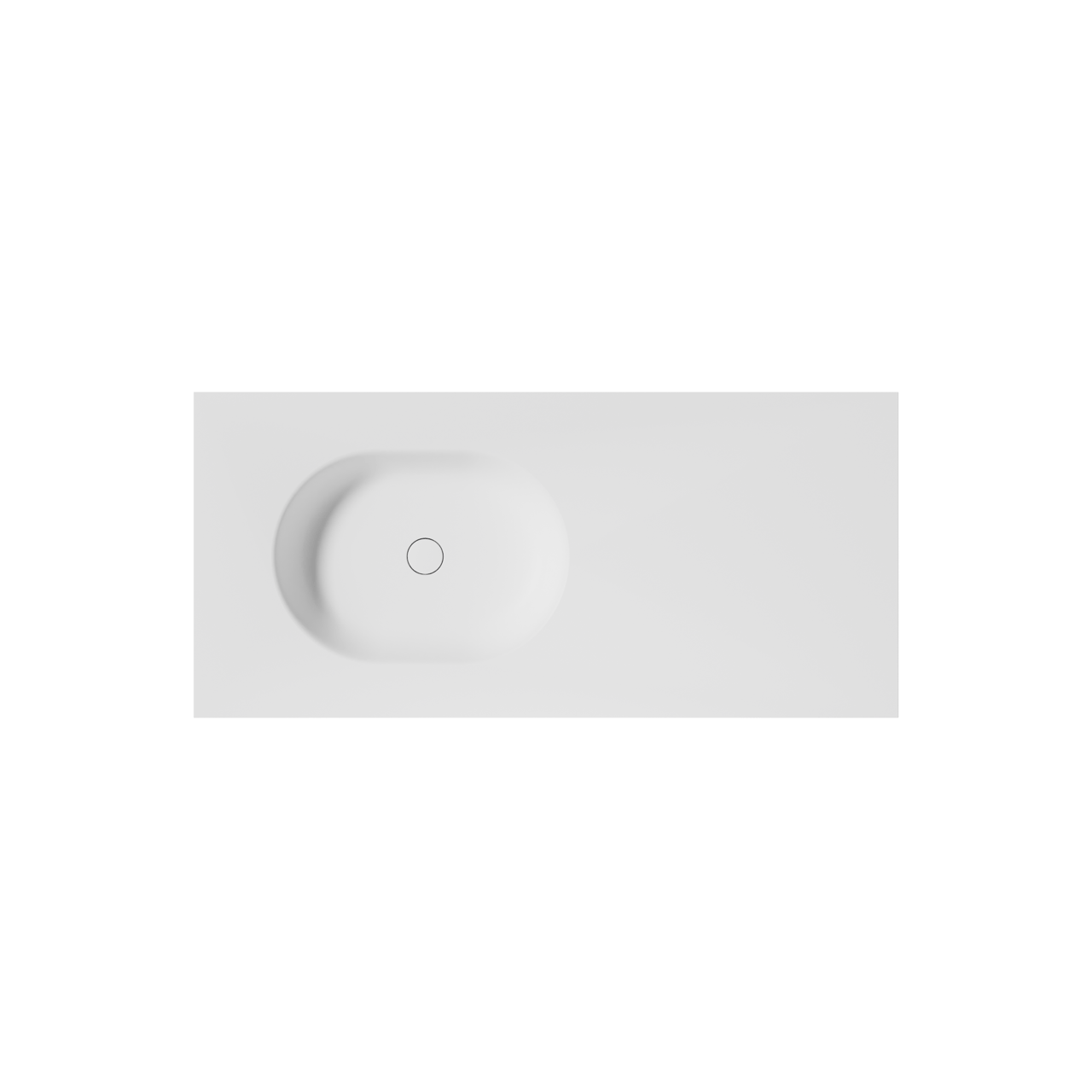 Balmani Tablo Oval Waschtisch Links Matt Weiße Solid Surface 120 x 55 cm