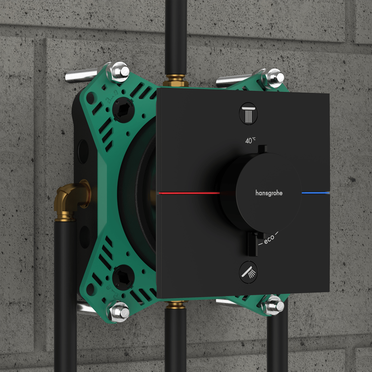 Hansgrohe Showerselect Comfort E thermostat de douche encastré 2 évacuations noir mat