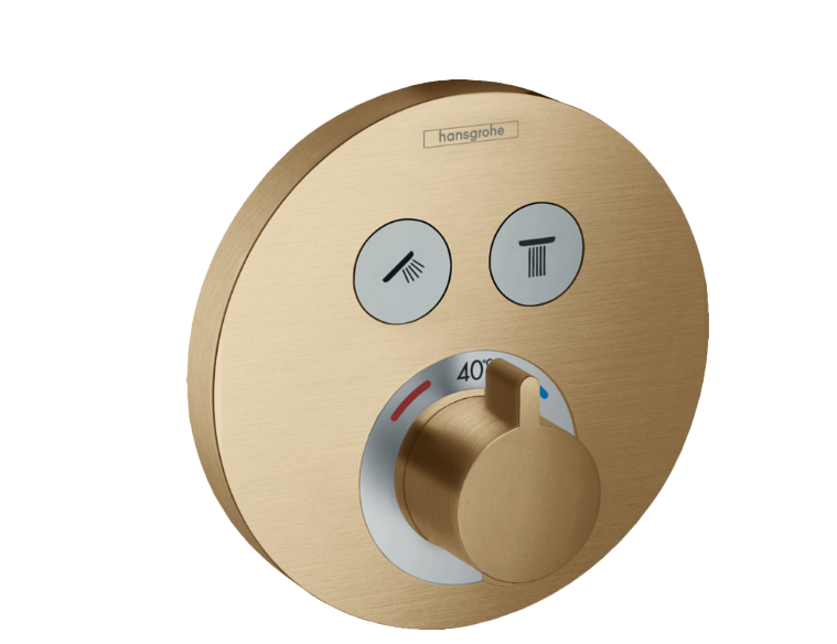 Hansgrohe Showerselect S Round thermostat de douche encastré brushed bronze