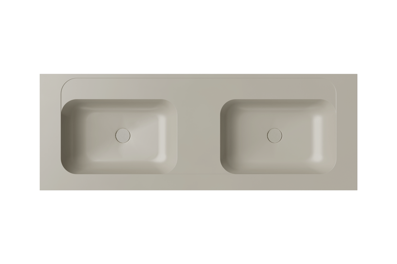 Balmani Tablo Strada double vasque top solid soie grise matte 150 x 55 cm