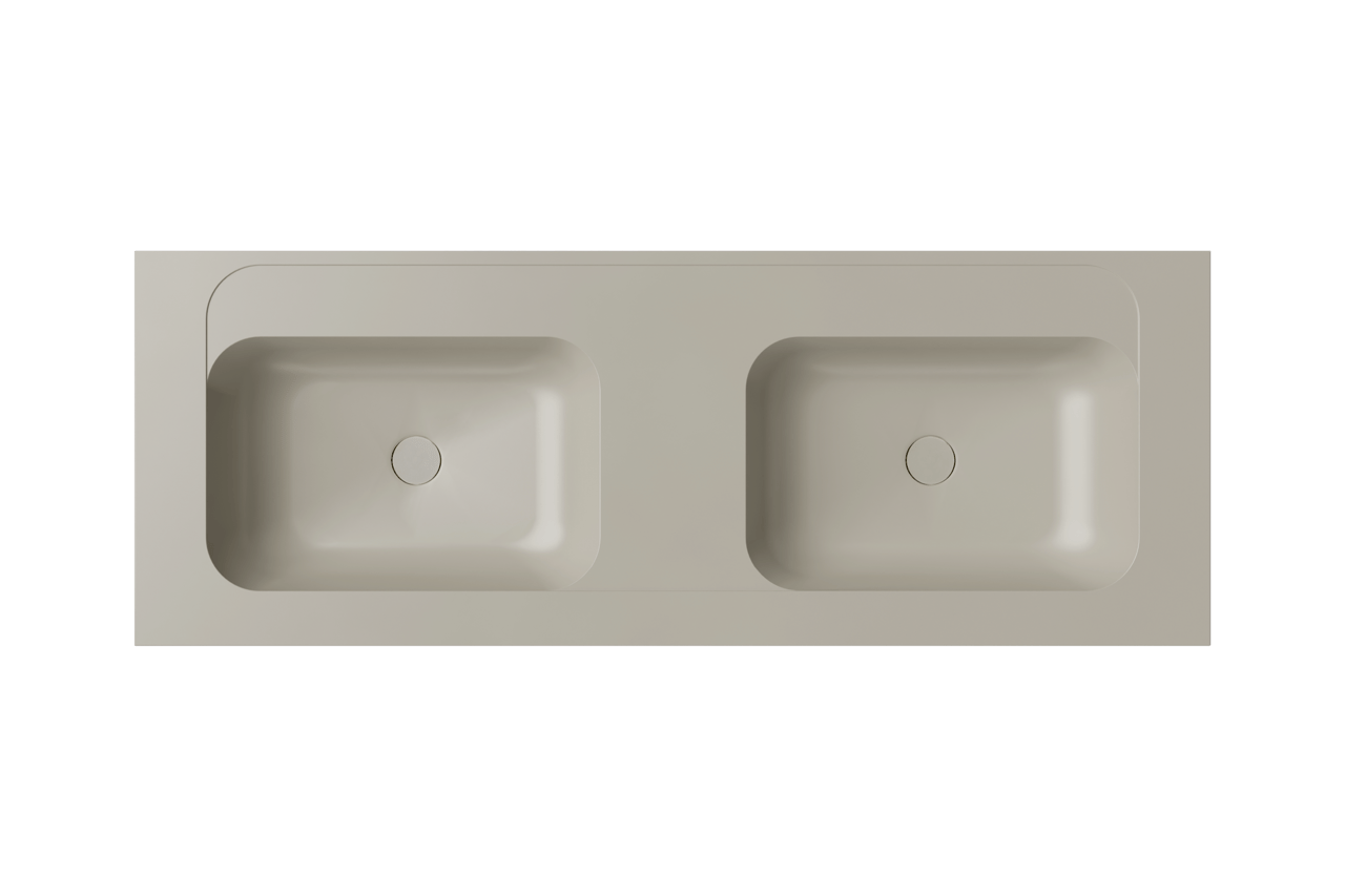 Balmani Tablo Strada dubbele wastafel mat zijdegrijze top solid 150 x 55 cm