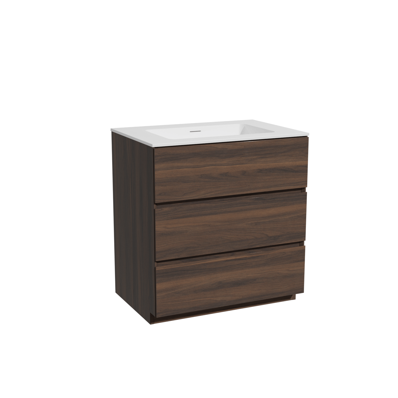 Storke Edge meuble salle de bains à poser 75 x 52 cm noyer avec Mata plan simple en solid surface blanc mat