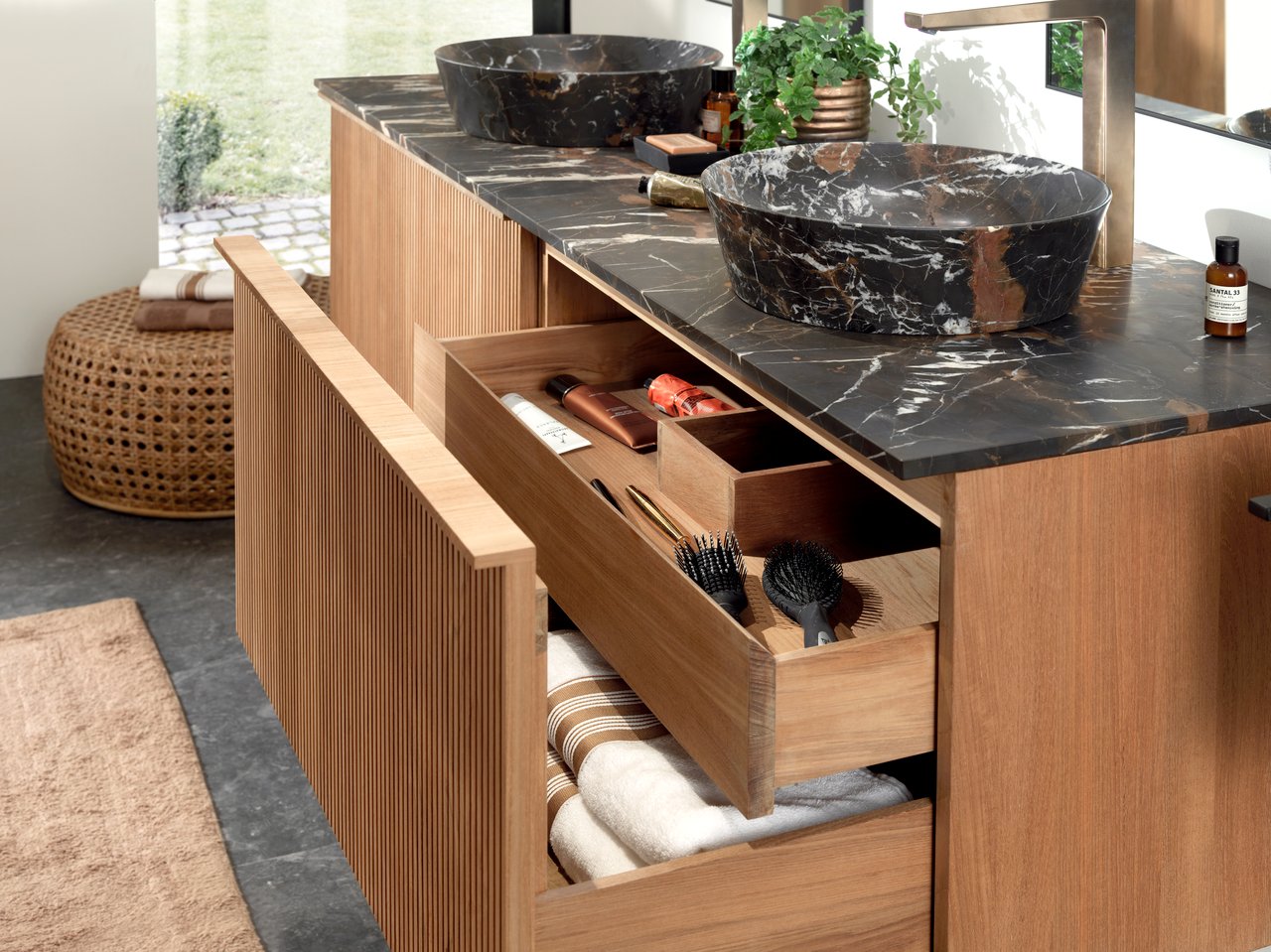 Balmani Stretto tablette simple ou double marbre Portoro Gold 180 x 55 cm