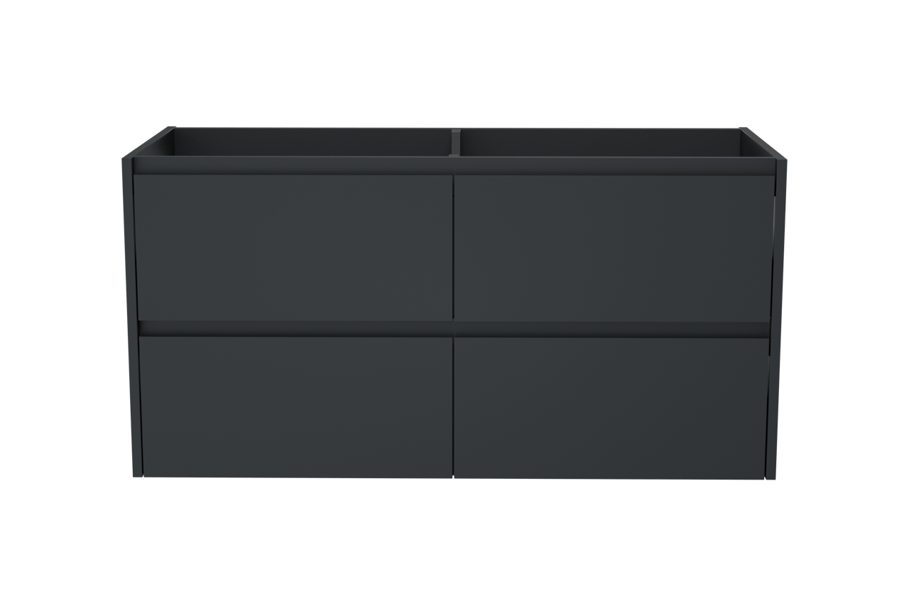 Storke Seda hängender Waschbeckenunterschrank: 120 x 52 cm, Schwarz Matt, 4 Schubladen