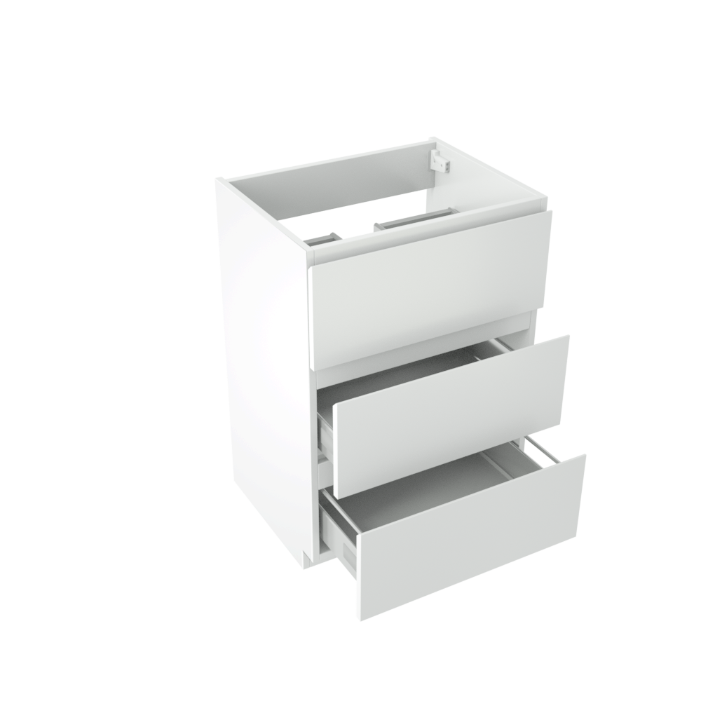 Storke Delta meuble sous-lavabo a poser 60 x 48 cm blanc mat 3 tiroirs