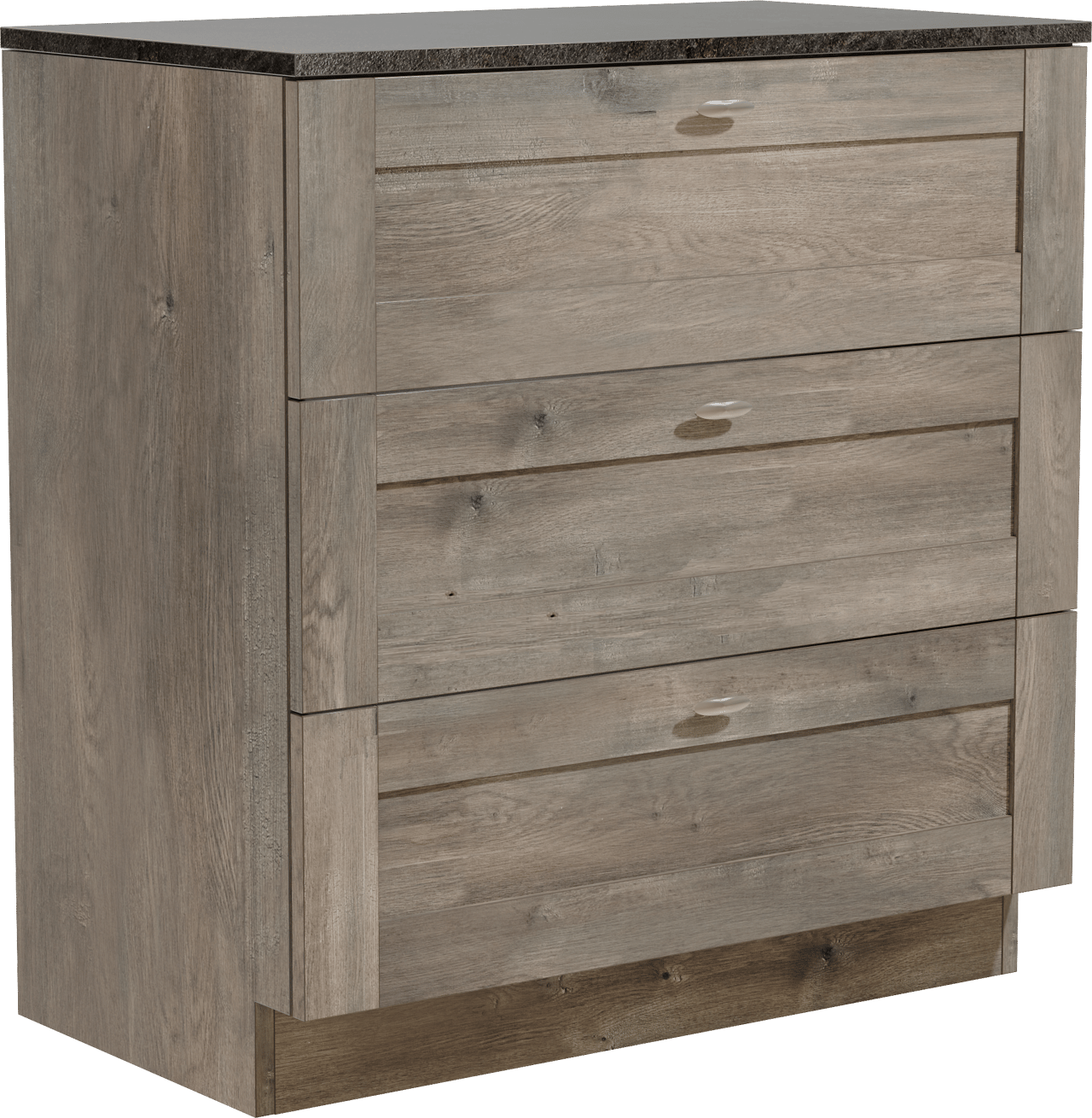 Linie Classo freistehendes Möbelstück Set: 80 x 46 cm, Graue Eiche, mit Lado Einzel Waschtischplatte, Melamin Schiefergrau