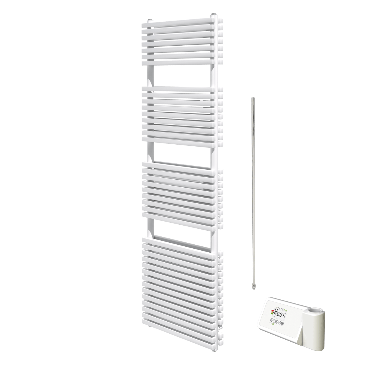 Vipera Vesuvio sèche-serviettes Doublé 50 x 180 cm chauffage électrique blanc mat raccordement latéral et central possible 1.500W, résistance incluse