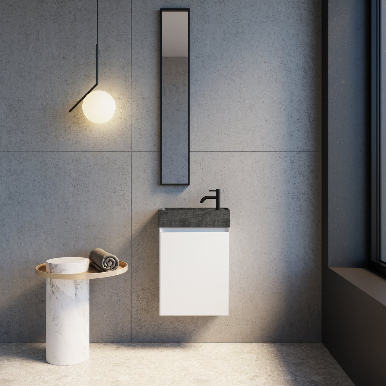 Balmani Expo Badspiegel: Rechteckig, Schwarz, 17 x 109 cm