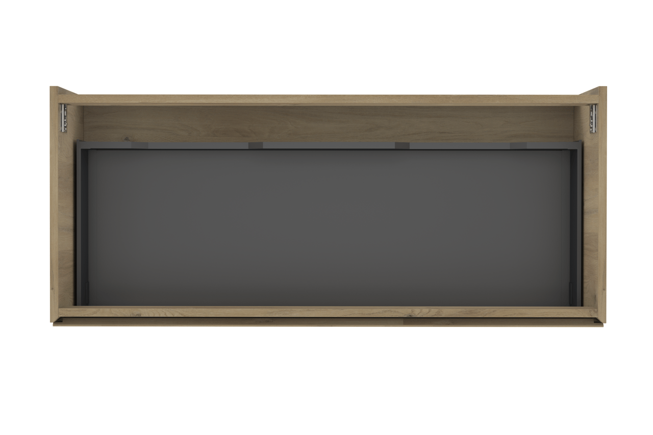 Storke Edge hängender Waschbeckenunterschrank: 120 x 52 cm, Eiche rustikal, 1 Schublade, 2 Siphonaussparungen
