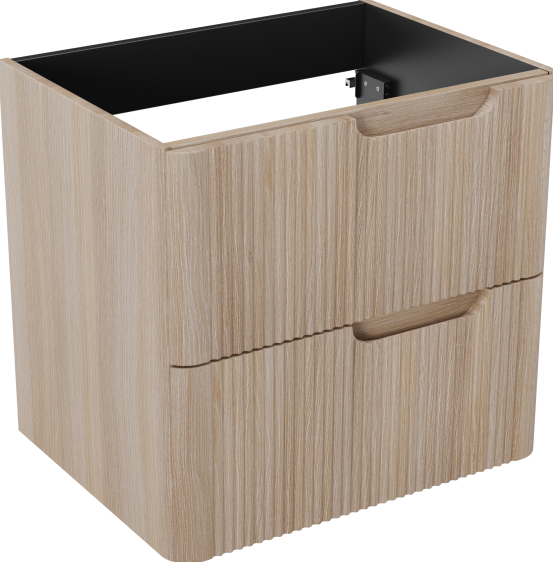 Linie Curvo meuble sous-lavabo suspendu 60 x 46 cm chêne clair 2 tiroirs Nervure sym. vert.