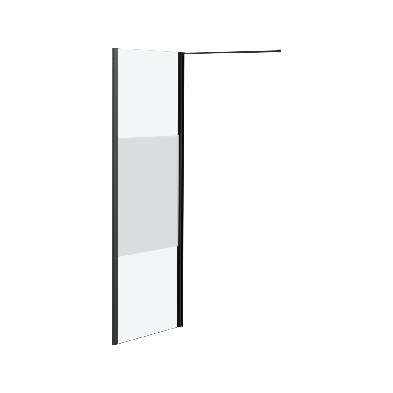 Luca Varess Kuresa panneau latéral 80 cm verre transparent avec bande mate profilé noir mat