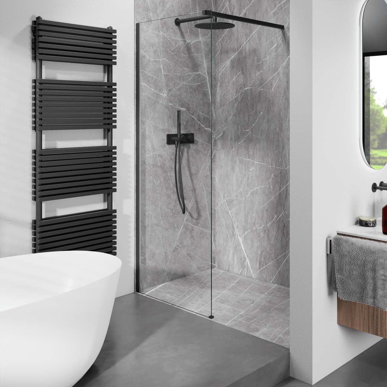 Blaufoss Dreambox Round thermostat de douche encastré avec douchette noir mat incl élément intégré