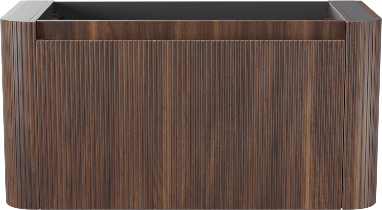 Storke Soft meuble sous-lavabo suspendu 100 x 46 cm Noyer 2 tiroirs Nervure sym. vert.