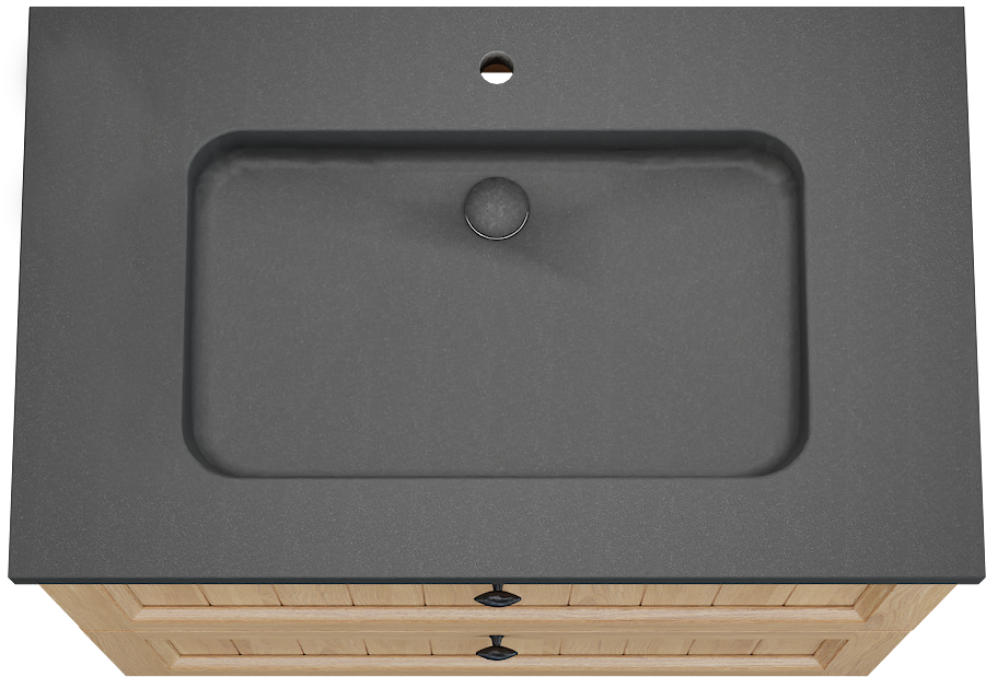 Balmani Lemon staand badkamermeubel 90 x 55 cm, fineer natuur eik met Napoli enkele wastafel in graniet zwart