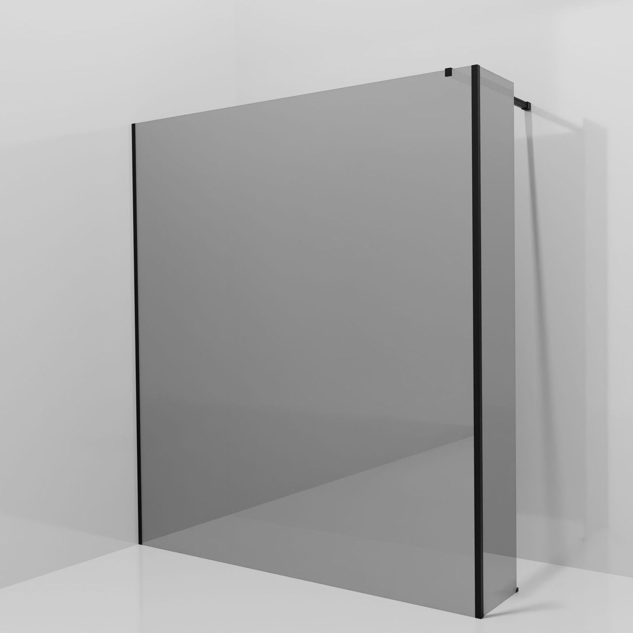 Balmani Modular douche à l'italienne avec paroi latérale fixe: 180 x 200 cm, Miroir Reflex, Profil Noir mat