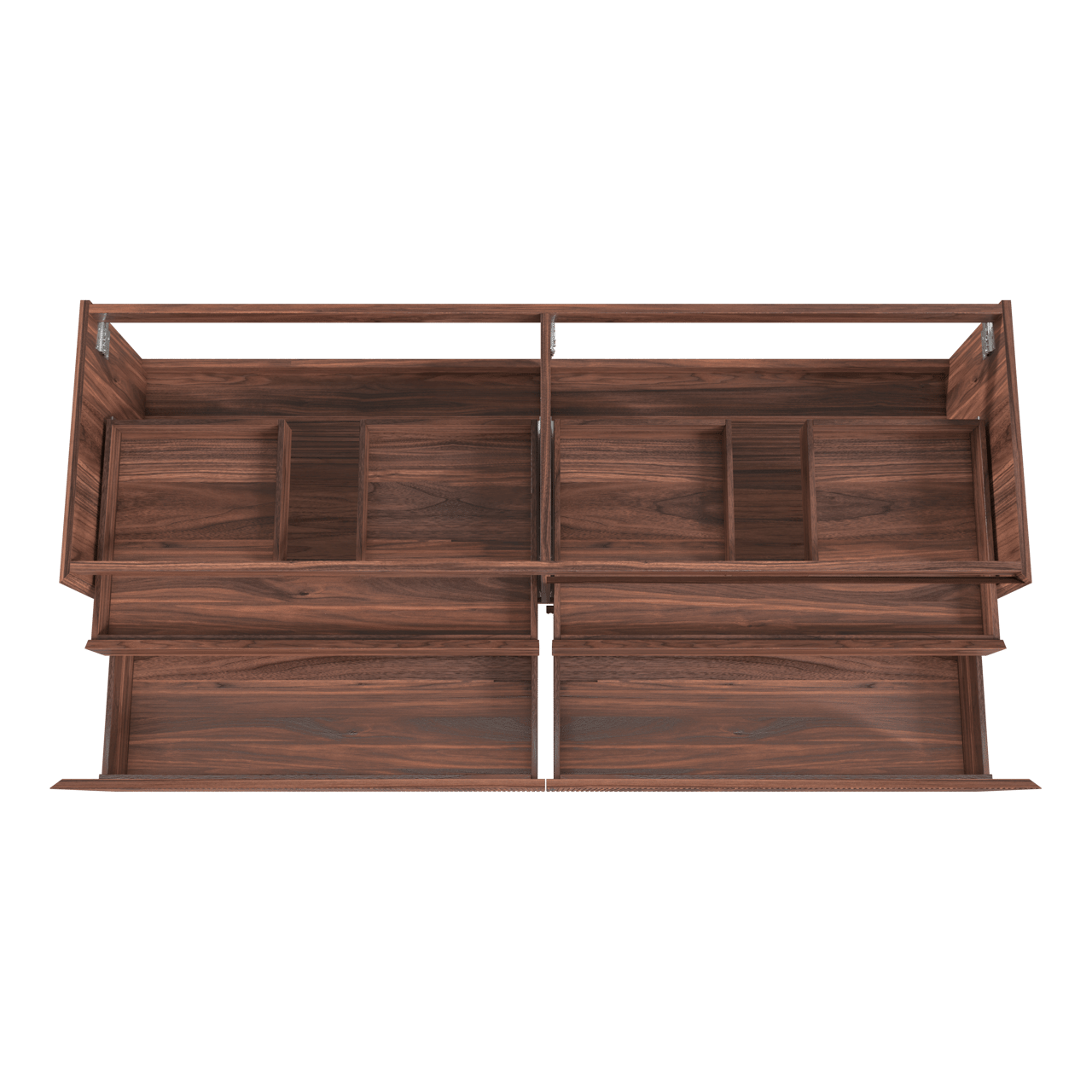 Balmani Fila hängender Waschbeckenunterschrank: 180 x 55 cm, Nussbaum, Furnierholz, 4 Schubladen