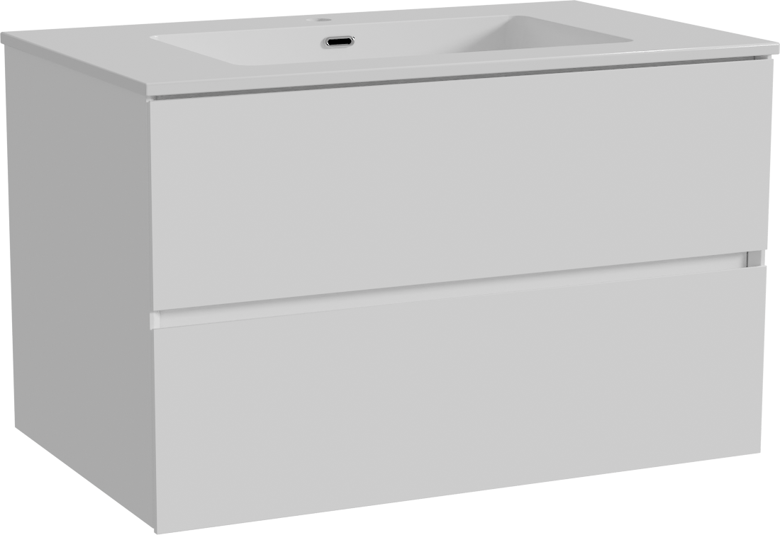 Storke Edge meuble salle de bains suspendu 85 x 52 cm blanc brillant avec Diva plan simple en marbre composite blanc brillant