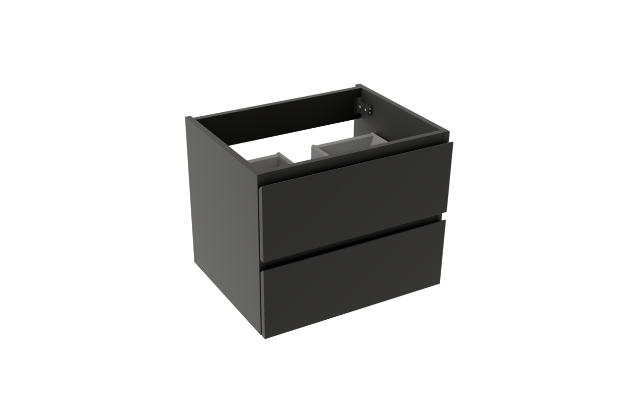 Storke Delta meuble sous-lavabo suspendu 60 x 48 cm noir mat 2 tiroirs