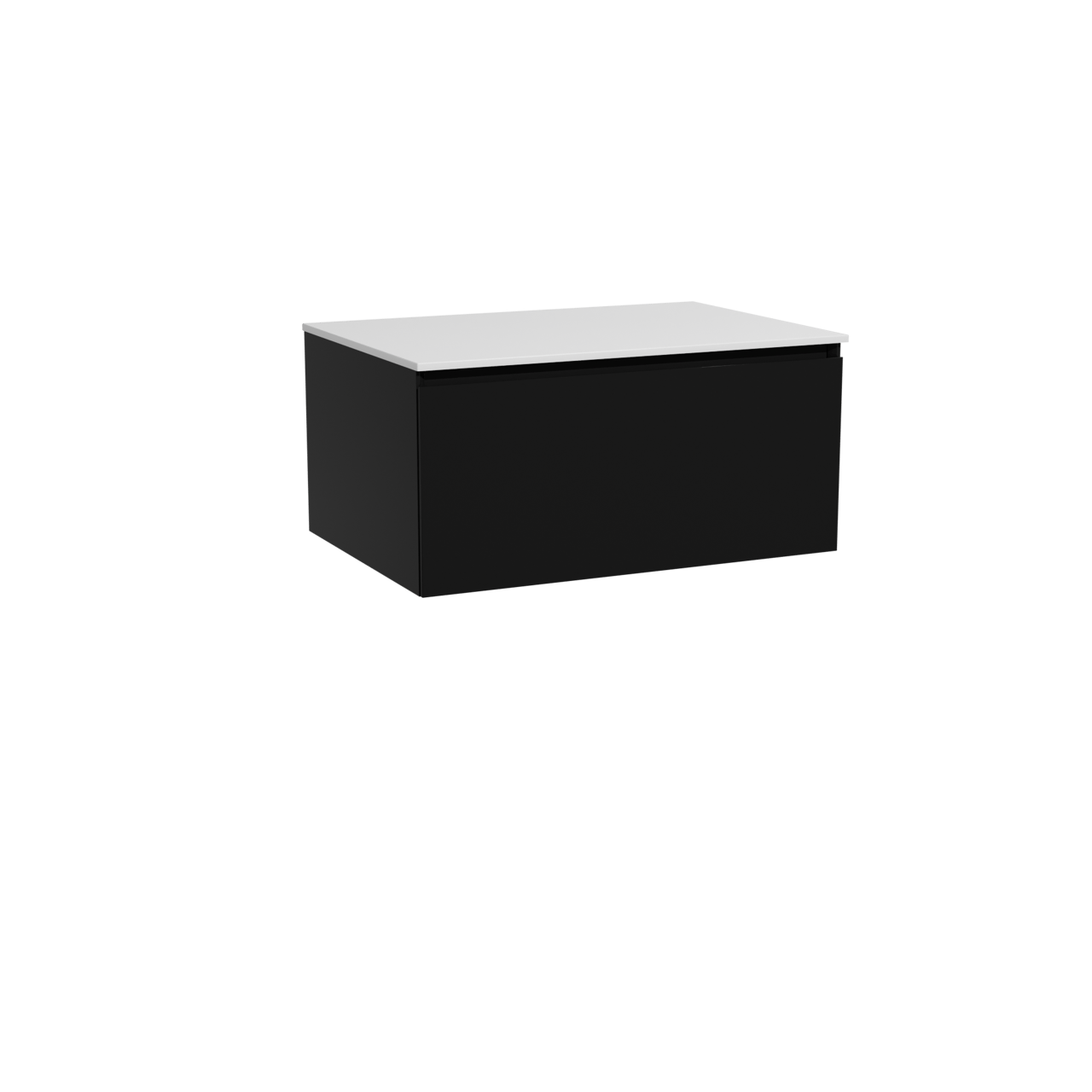 Storke Edge meuble salle de bains suspendu 75 x 52 cm noir mat avec Tavola tablette simple en solid surface blanc mat