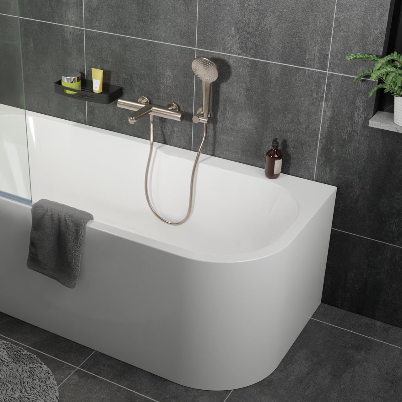 Blaufoss Round Handbrause-Set: 3jet, Brushed CoolMetal