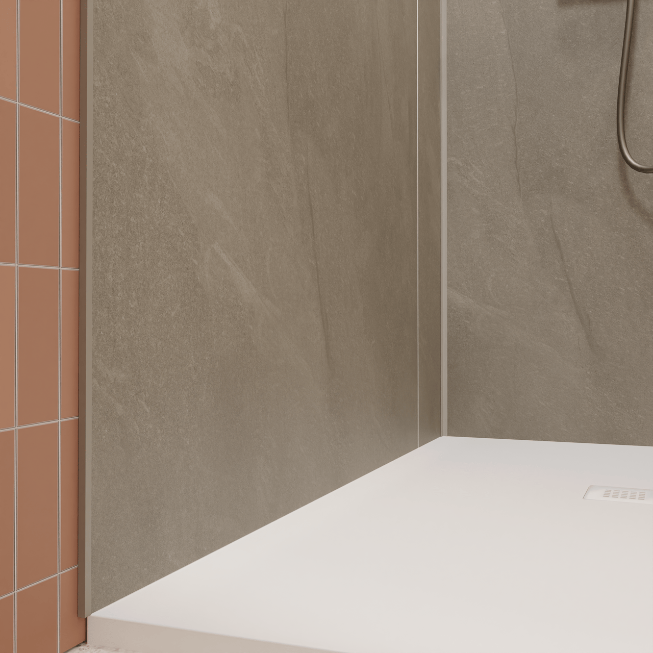 Luca Varess Groovy Duschrückwand Set 2 x 120x260 cm, SPC, Bali Light Grey