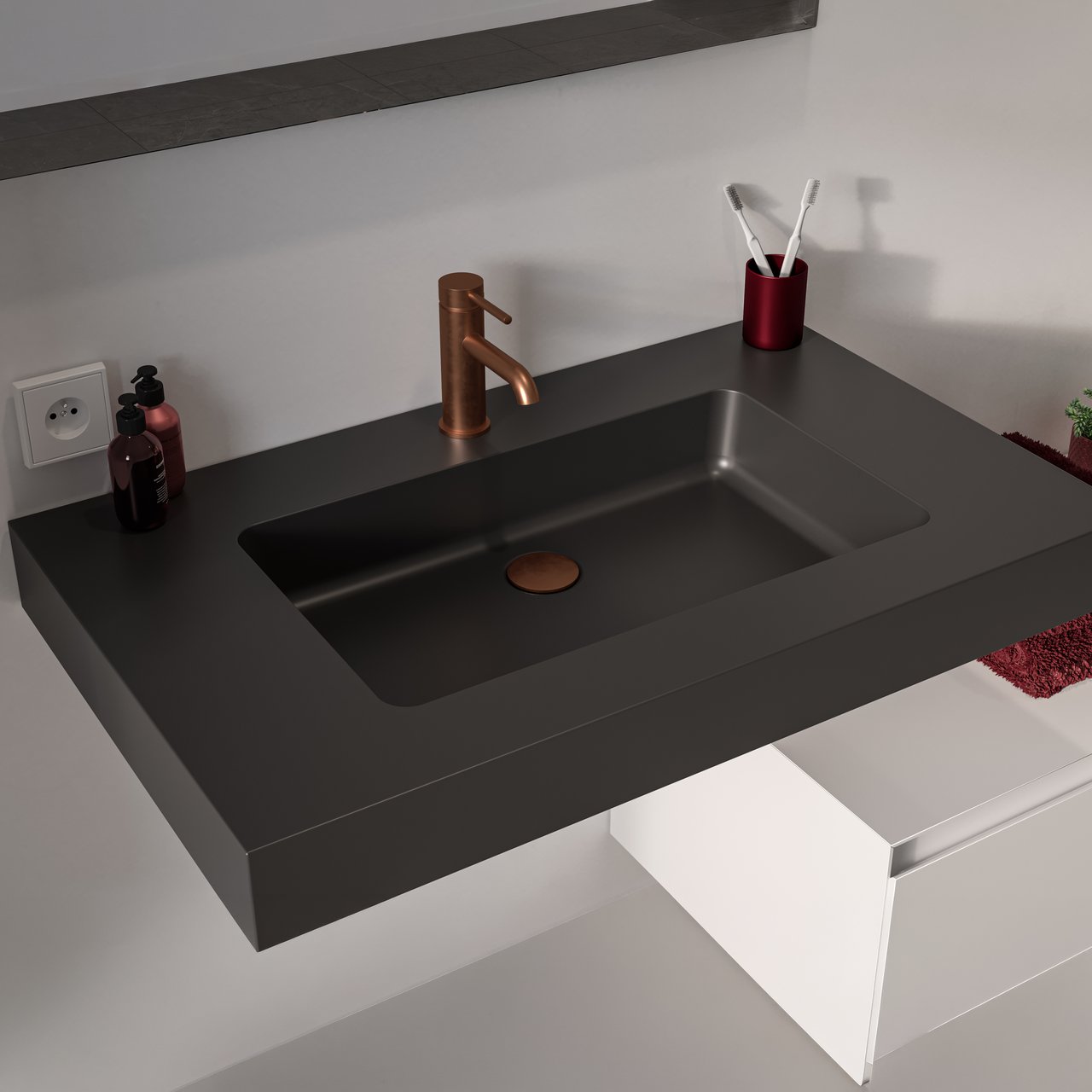 Storke Scuro High vasque simple quartz mat 85 x 52 cm