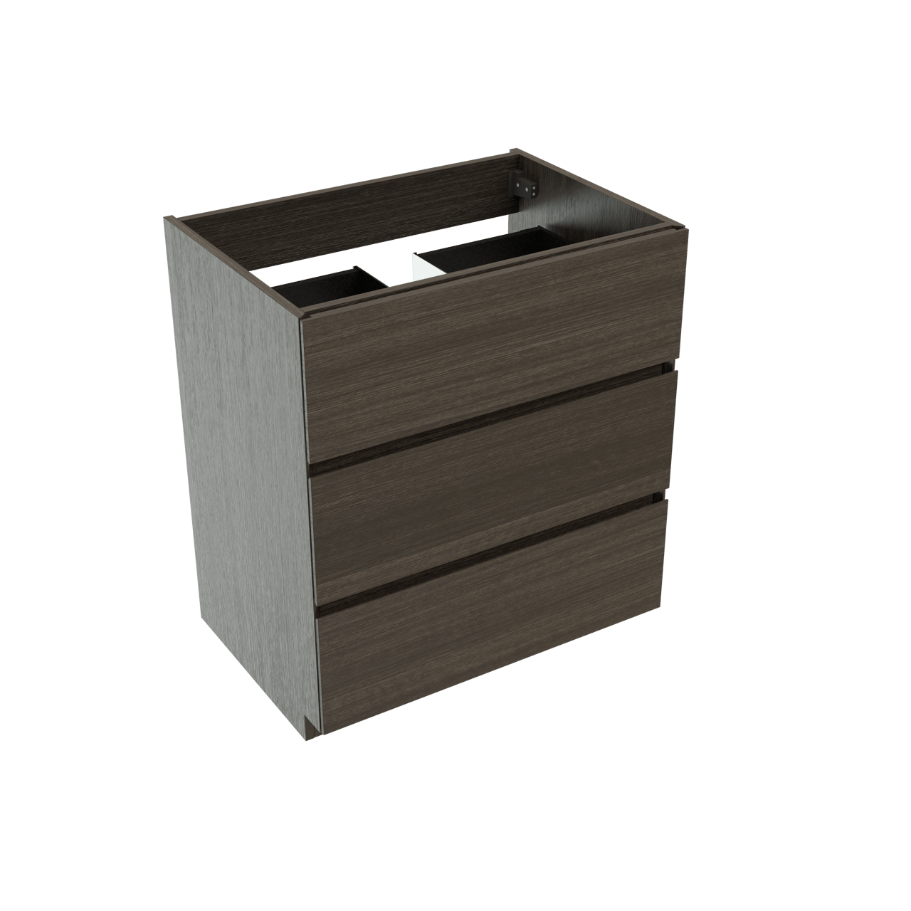 Storke Edge meuble sous-lavabo a poser 75 x 52 cm chêne foncé 3 tiroirs