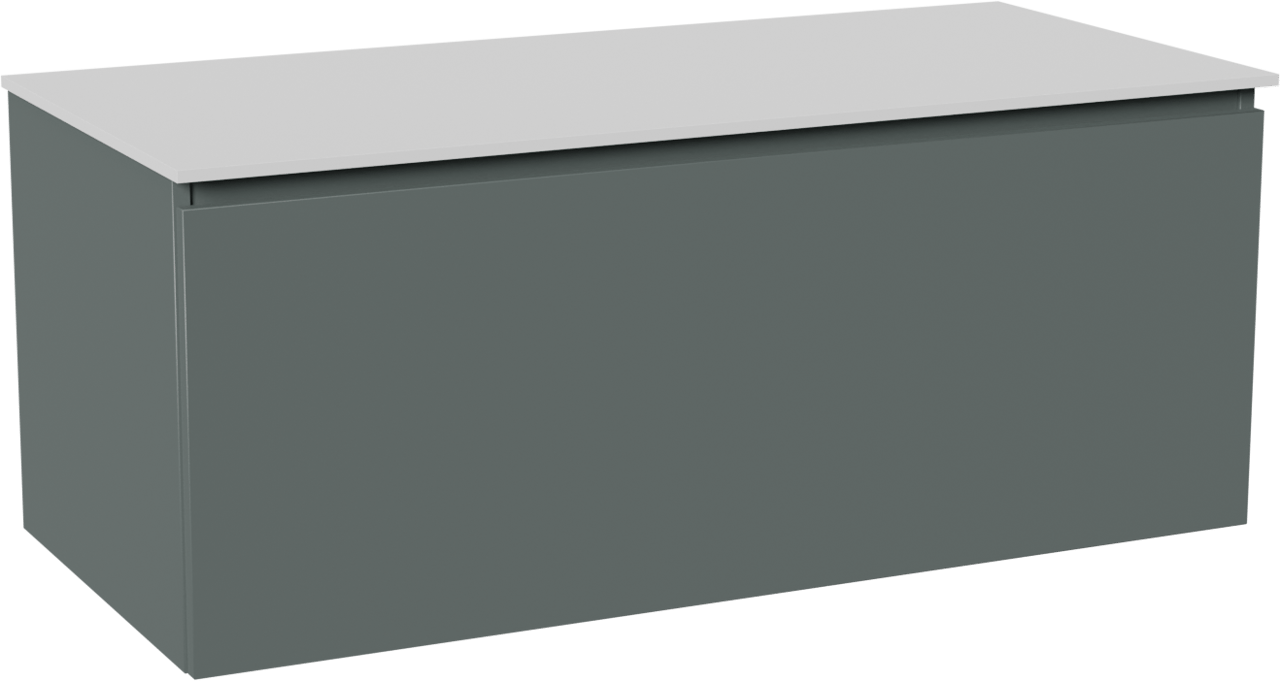 Balmani Sfera zwevend badmeubel 120 x 55 cm forest met Stretto enkel of dubbel wastafelblad in solid surface mat wit