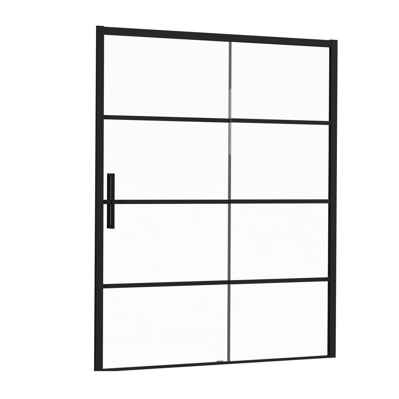 Luca Varess Senses rechtse schuifdeur met vaste wand - voor douchehoek - 160 cm Lined glas mat zwart profiel