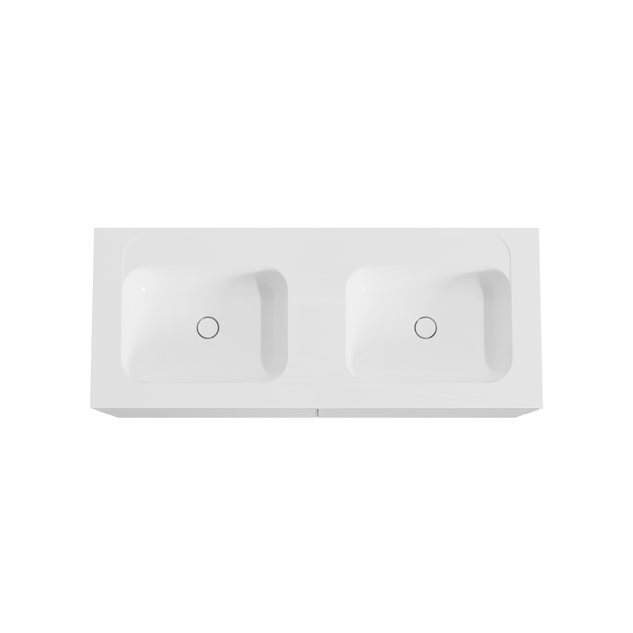 Balmani Mitra hängendes Möbelstück Set: 135 x 55 cm, Weiß matt, mit Tablo Strada Doppelwaschtisch, Marmorkomposit Weiß glänzend