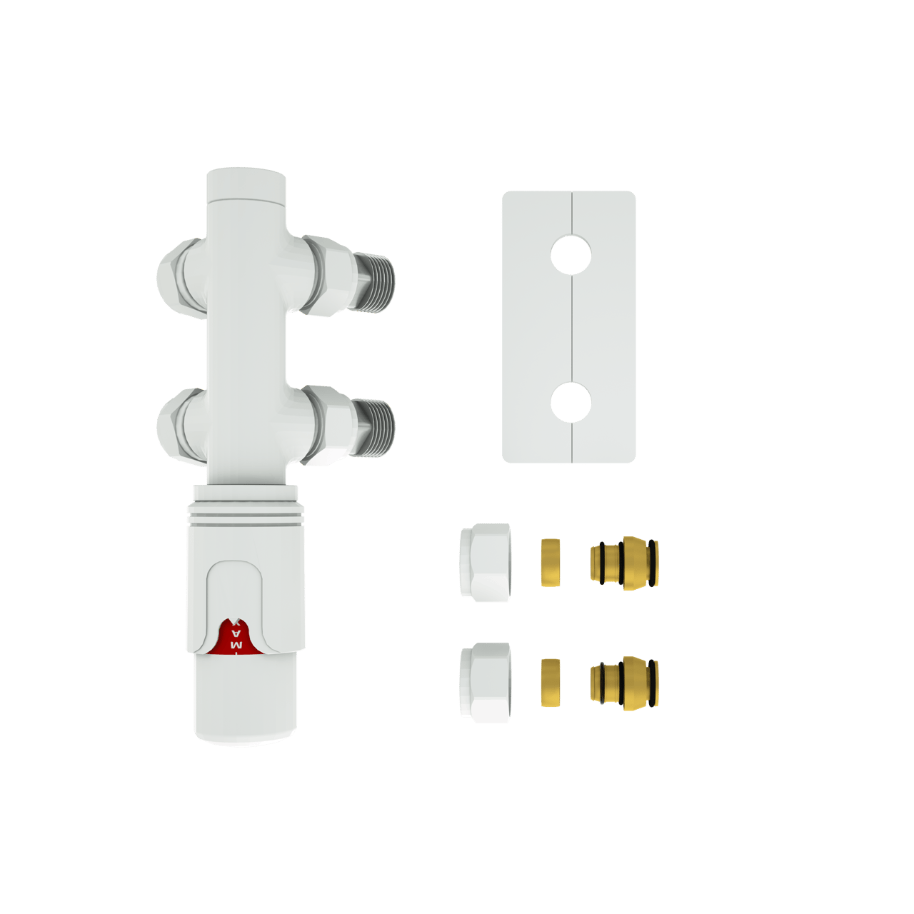 Vipera Lungo thermostatische radiatorkraan 90° haakse aansluiting Glanzend Wit